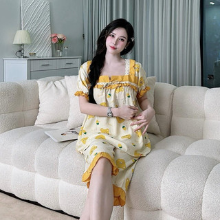 Bộ bầu - bộ sau sinh - BỘ ĐŨI LANH LỬNG HÌNH CỔ VUÔNG REN TRẮNG VAI BÈO KÈM NƠ TRẮNG - 5 Màu