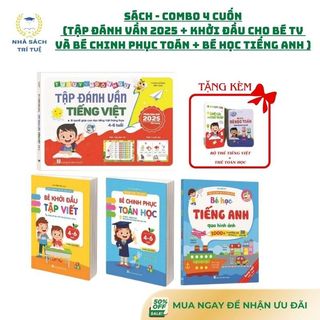 Sách - Combo 4 cuốn Tập đánh vần 2026 + Bé khởi đầu tập viết+ Bé chinh phục toán + Bé học tiếng anh qua hình ảnh
