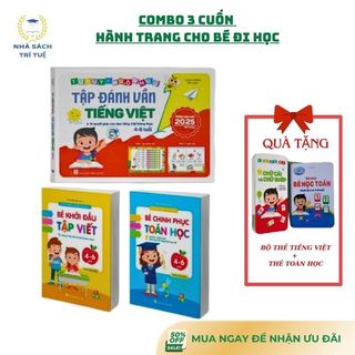 [Chuẩn NXB] Sách - Combo Hành trang cho Bé đi học gồm Tập đánh vần+Bé khởi đầu TV+chinh phục toán (Tặng thẻ Toán và TV)
