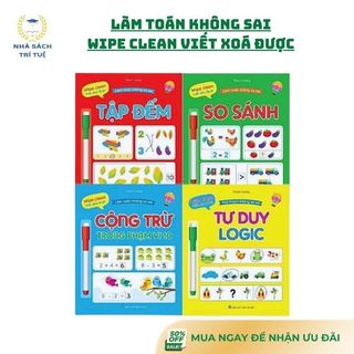[Chuẩn NXB] Sách - Làm toán không sợ sai Wipe Clean viết xóa được kèm 2 bút (bộ 4 quyển)