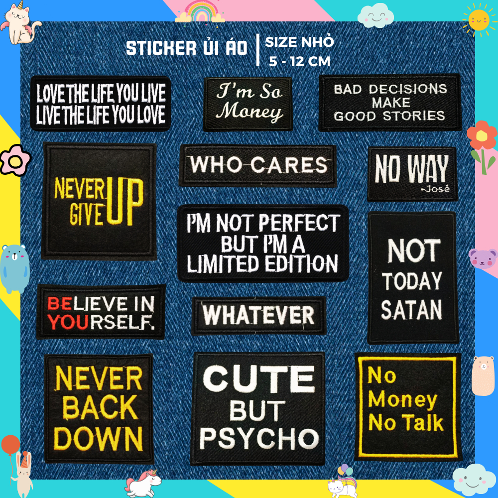 Sticker Vải ỦI ÁO, Sticker Ủi Thêu Quần Áo, Balo, Miếng vá quần áo rách ...