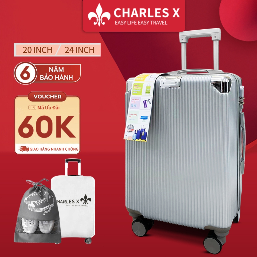 Vali kéo dẻo dẻo Vali kéo Vali du lich Sọc Đứng Size 24 inch Chống Vỡ ...