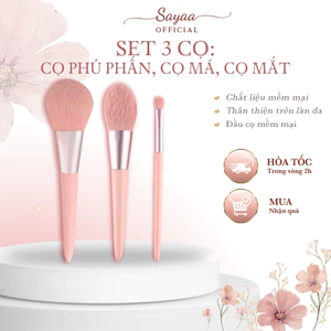 Set 3 cọ trang điểm cơ bản cho người mới bắt đầu, nhỏ gọn tiện lợi, lông mềm mịn, phụ kiện trang điểm Sayaa