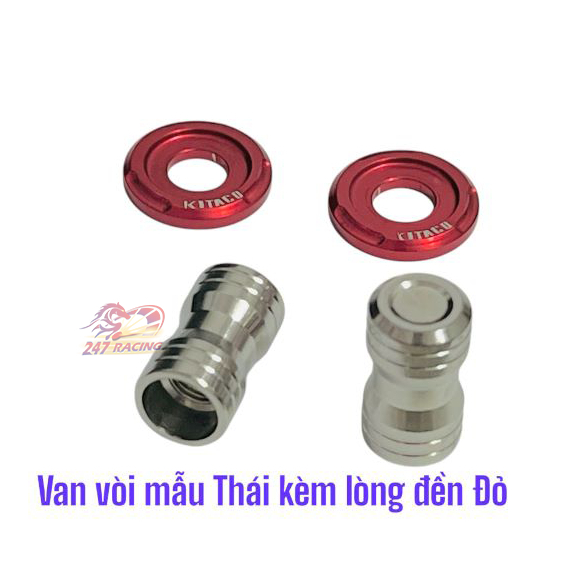 Cặp Van Vòi INOX304 mẫu Thái kèm long đền Đỏ gắn xe máy oto hàng chất lượng