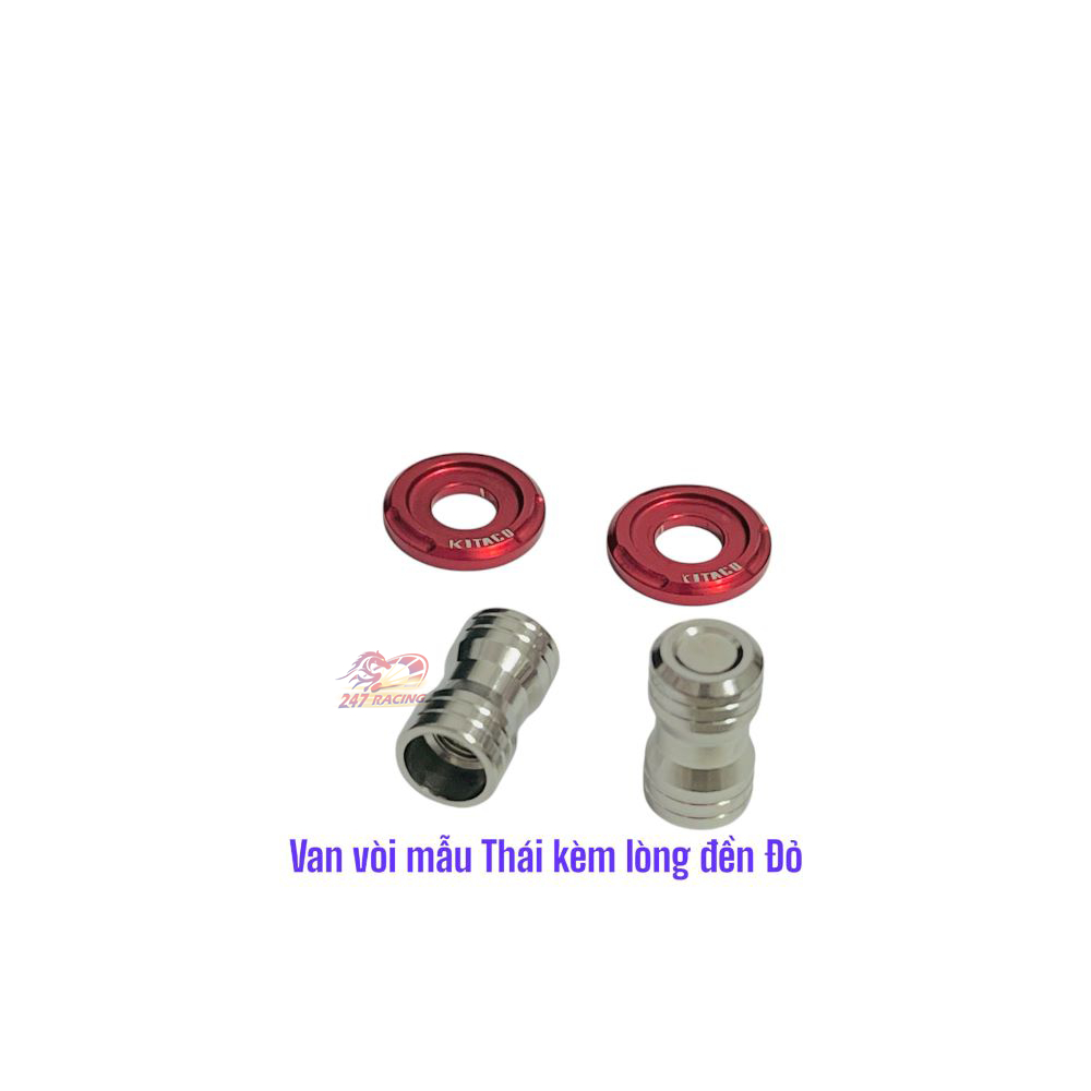 Cặp Van Vòi INOX304 mẫu Thái kèm long đền Đỏ gắn xe máy oto hàng chất lượng