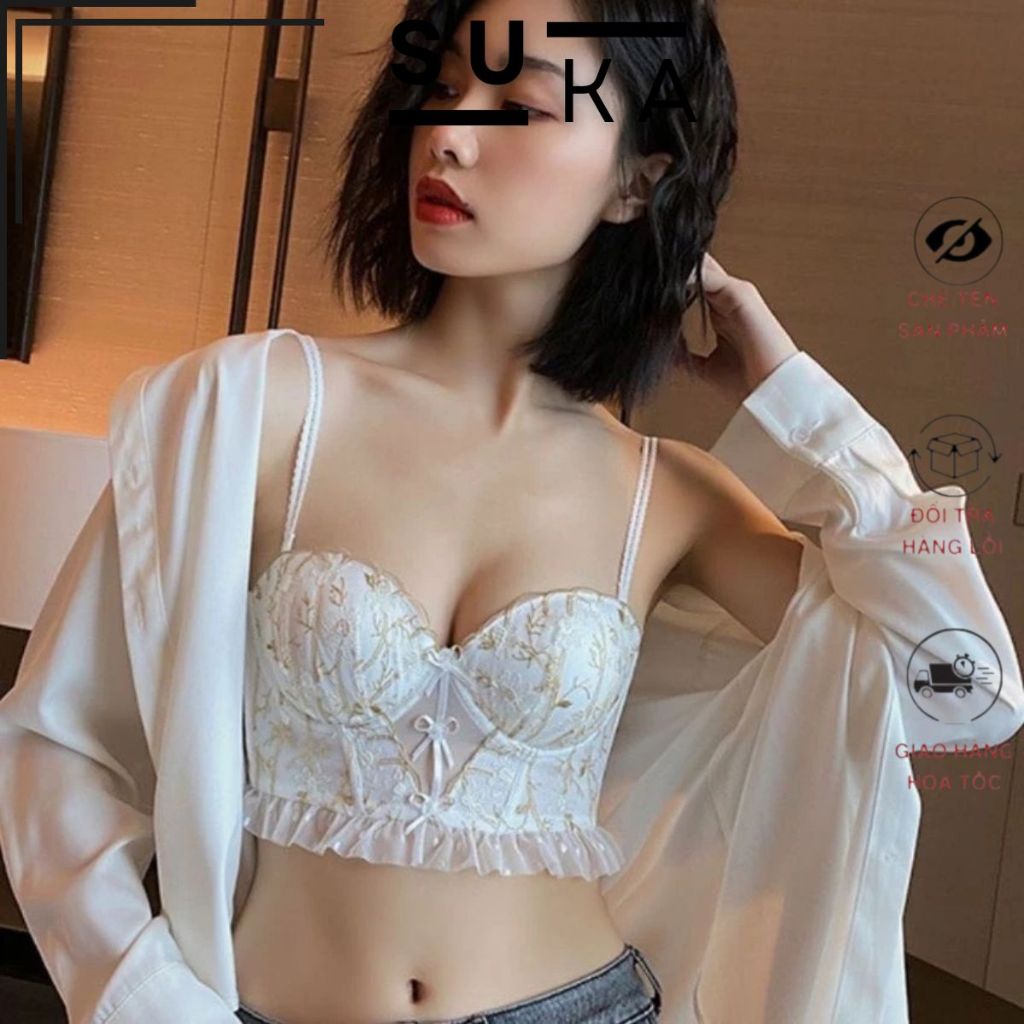 Áo ngực ren Cao Cấp đính nơ gợi cảm sexy, áo lót nữ có gọng đệm mút nâng ngực tạo khe quyến rũ 436