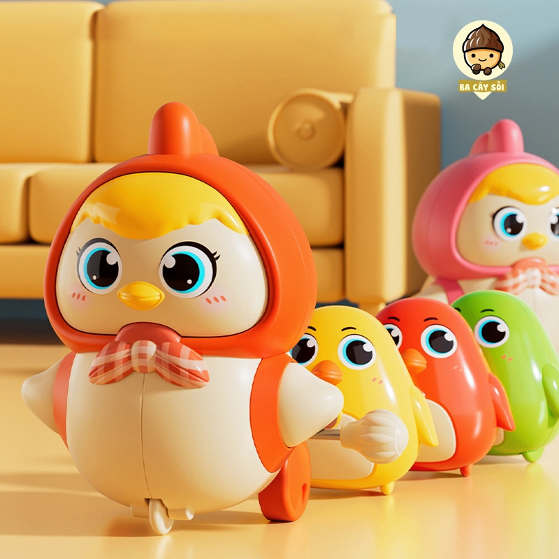 Đồ chơi vặn cót gà nối đuôi nhau gà con chạy theo hàng vui nhộn, kích thích bé tập bò - đồ chơi cho bé