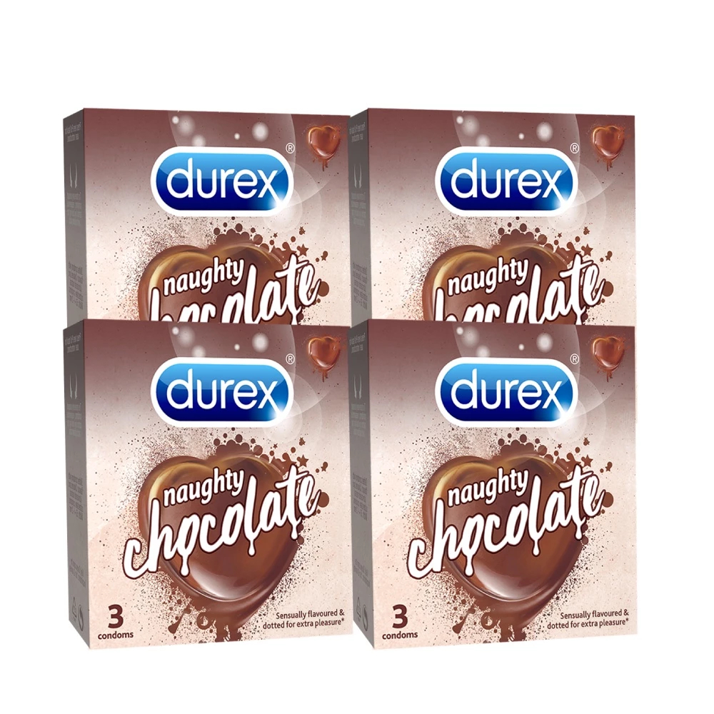 Ảnh Bộ 4 hộp Durex Naughty Chocolate hương socola (size 53mm, 3 bao/hộp) 1