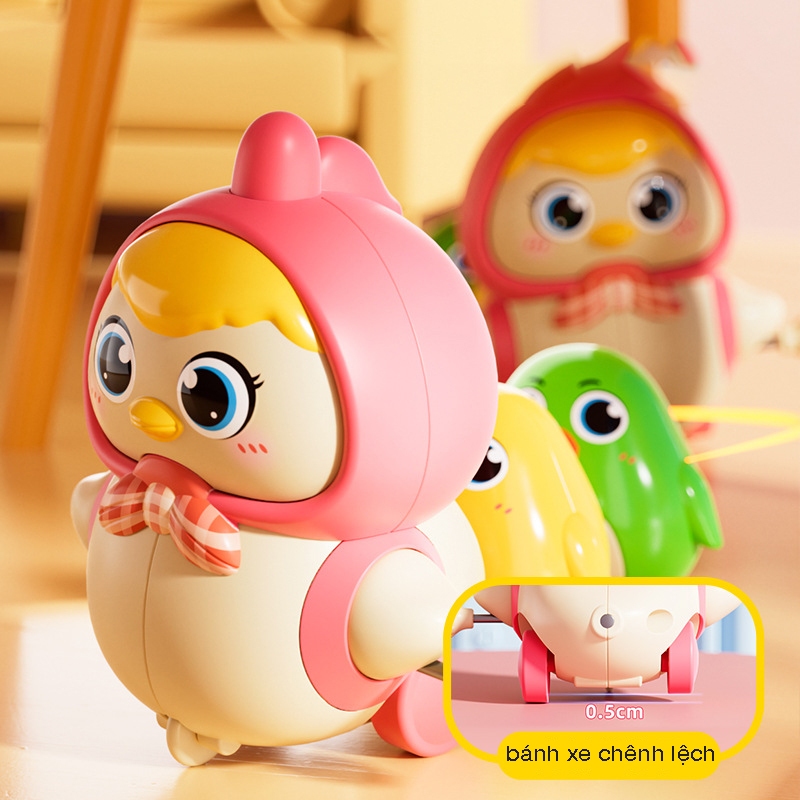 Đồ chơi vặn cót gà nối đuôi nhau gà con chạy theo hàng vui nhộn, kích thích bé tập bò - đồ chơi cho bé