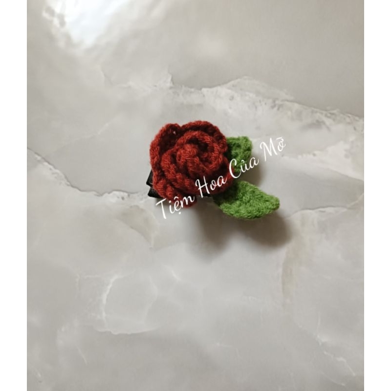 Kẹp Tóc Hoa Hồng Bằng Len Handmade