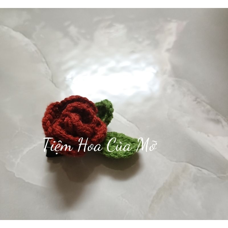 Kẹp Tóc Hoa Hồng Bằng Len Handmade