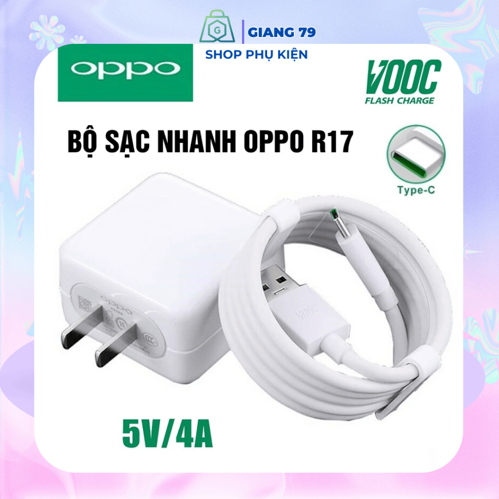 Sạc nhanh Oppo Vooc 3.0 R17 , R15 Công suất 20W/ dây sạc Oppo Type C và Micro bảo hành lỗi 1 đổi 1