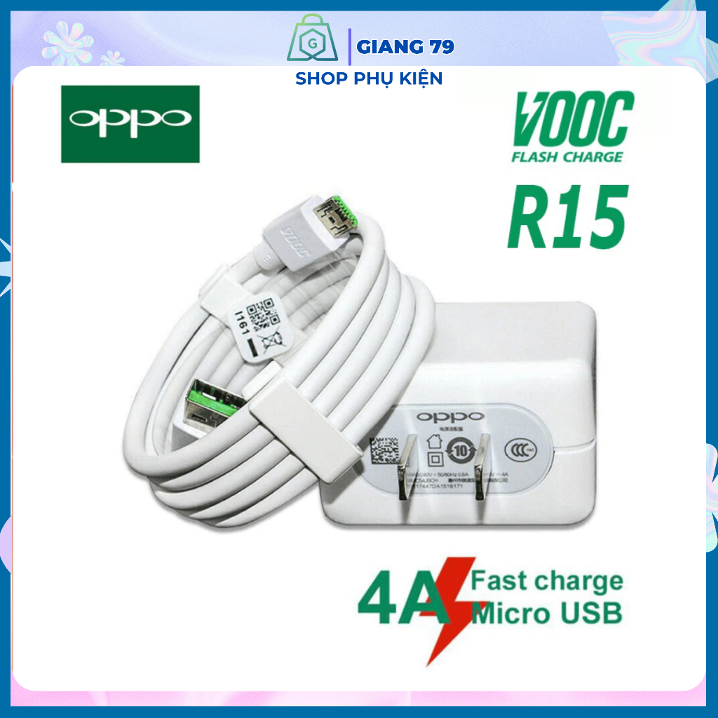 Sạc nhanh Oppo Vooc 3.0 R17 , R15 Công suất 20W/ dây sạc Oppo Type C và Micro bảo hành lỗi 1 đổi 1