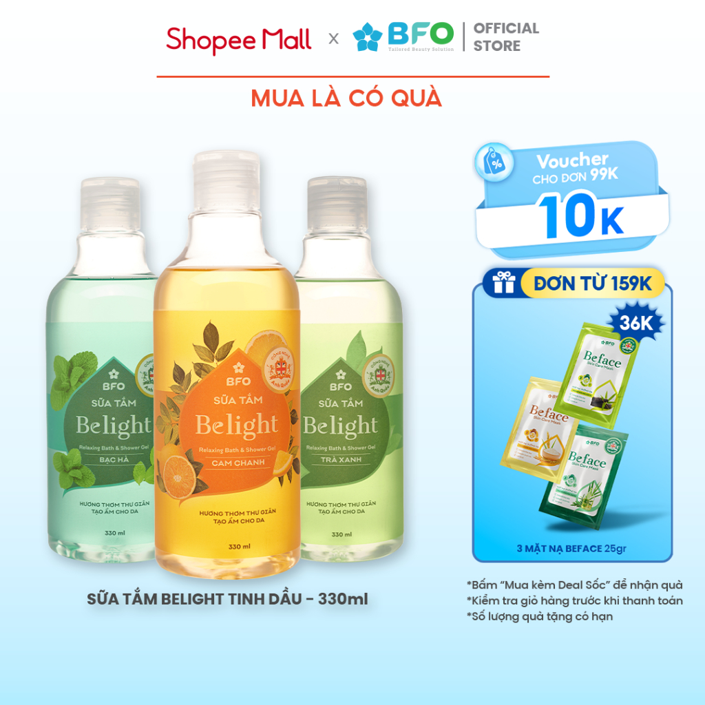 Ảnh Sữa Tắm Nước Hoa Dưỡng Ẩm Sáng Da BFO Belight Chai 330ml 1