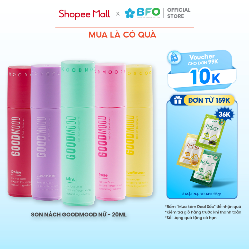 Ảnh Lăn Khử Mùi Nước Hoa Nữ Thơm Lâu Dưỡng Ẩm Giảm Thâm BFO GOODMOOD 20ml Hiệu Quả 48h Không Ố Vàng Áo 1