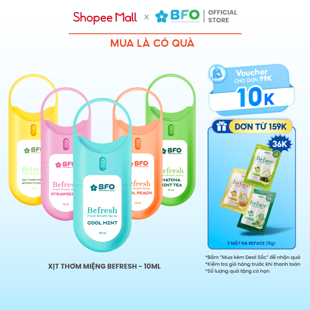 Ảnh Xịt Thơm Miệng Khử Mùi Hôi Miệng Hương Trái Cây Tự Nhiên BFO Befresh 10ml 1