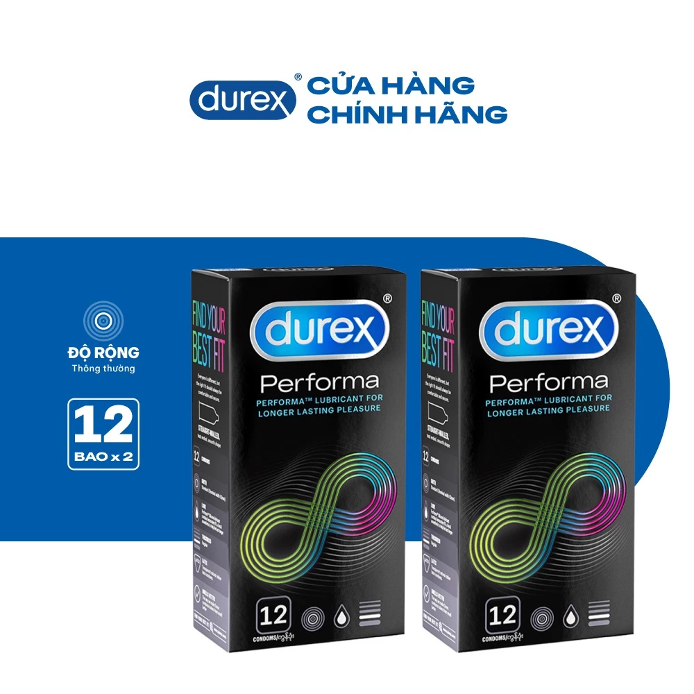 Ảnh Bộ 2 hộp Durex Performa kéo dài thời gian, size 52mm, hộp 12 bao 2
