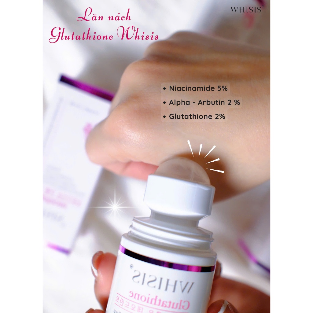 Ảnh Lăn Khử Thâm Sáng Da Vùng Dưới Cánh Tay WHISIS Glutathione Fresh Roll On Deodorant 50ml 2