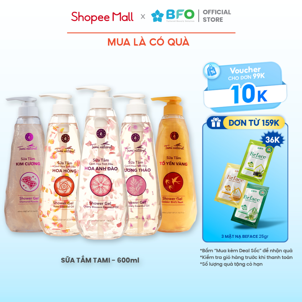 Ảnh Sữa Tắm Nước Hoa Dưỡng Ẩm Tinh Dầu Hoa Hồng Hương Thảo Tami Natural 600ml 1