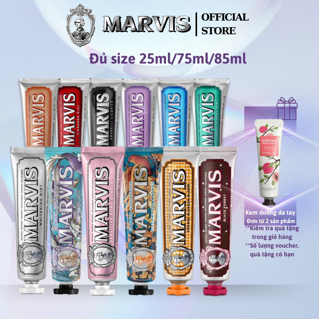 Ảnh Kem Đánh Răng Marvis Ý Nhiều Hương Vị Đủ Size 25ml, 75ml, 85ml - Marvis 1