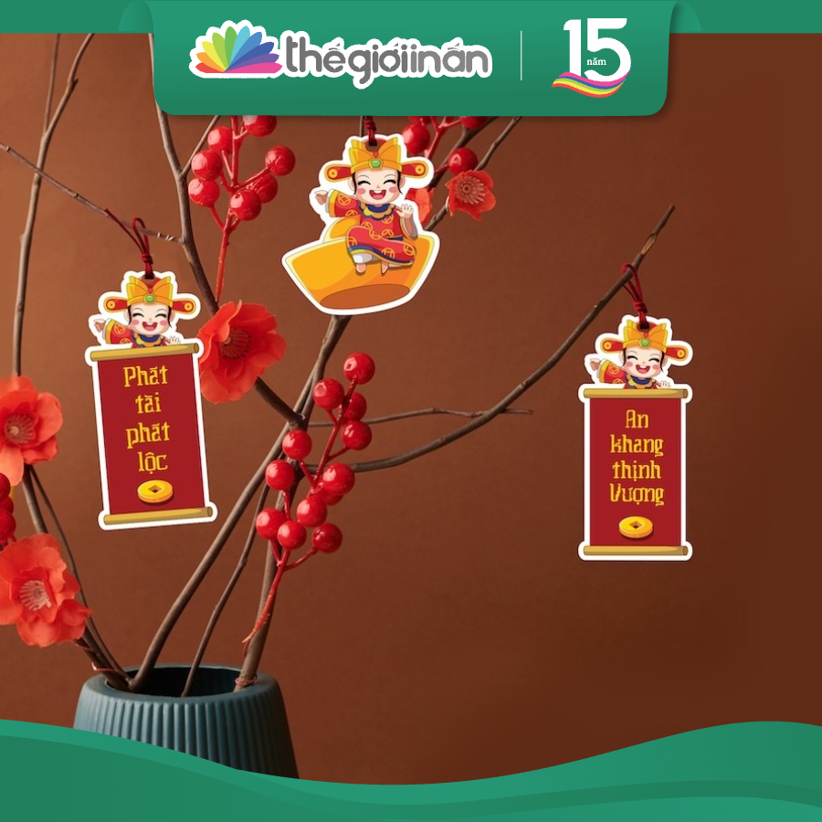[Combo 3-24] Tag Trang Trí Tết Vẽ Tay Đặc Trưng Việt Nam, Tặng Dây Đỏ Treo Cây Đào Cây Mai, Trang Trí Nhà - Thế Giới In