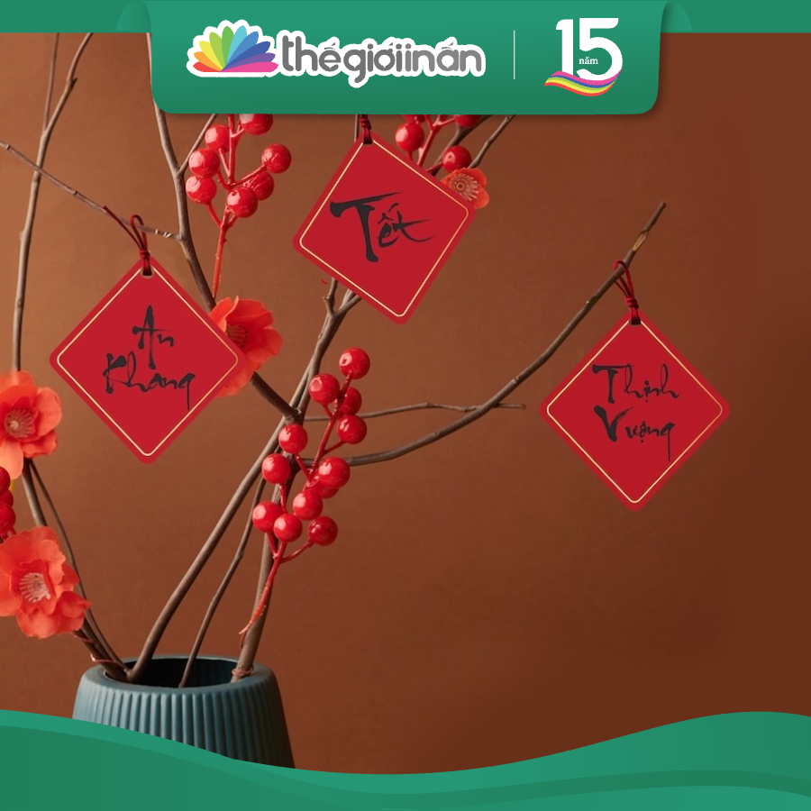 [Combo 3-24] Tag Trang Trí Tết Vẽ Tay Đặc Trưng Việt Nam, Tặng Dây Đỏ Treo Cây Đào Cây Mai, Trang Trí Nhà - Thế Giới In