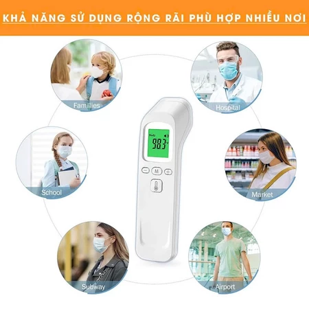 Nhiệt Kế Điện Tử Hồng Ngoại Đo Nhiệt Độ Cơ Thể Nhiệt Độ Sữa Nhiệt Độ Phòng Có Tặng Kèm 2 Pin