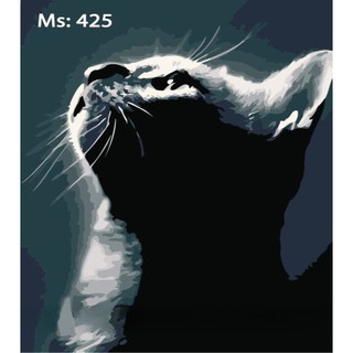 TỔNG HỢP- Tranh tô màu theo số, Tranh sơn dầu số hóa tự tô MEOW CUTE, có khung, kích thước 40x50cm