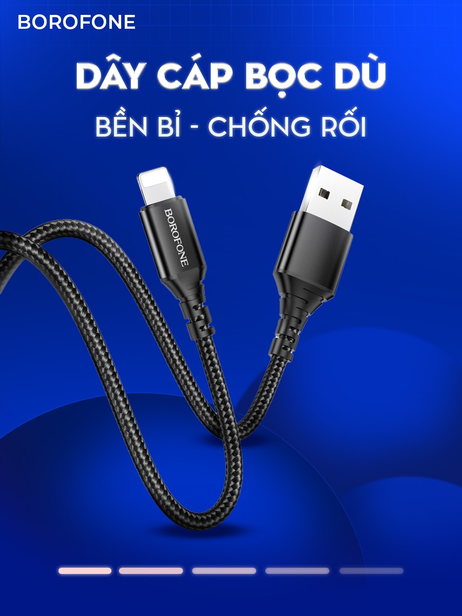 Ảnh Dây sạc iphone Borofone BX54, Dây cáp sạc bọc dù chống đứt gãy 2.4A dài 1 mét cho iphone/android 1