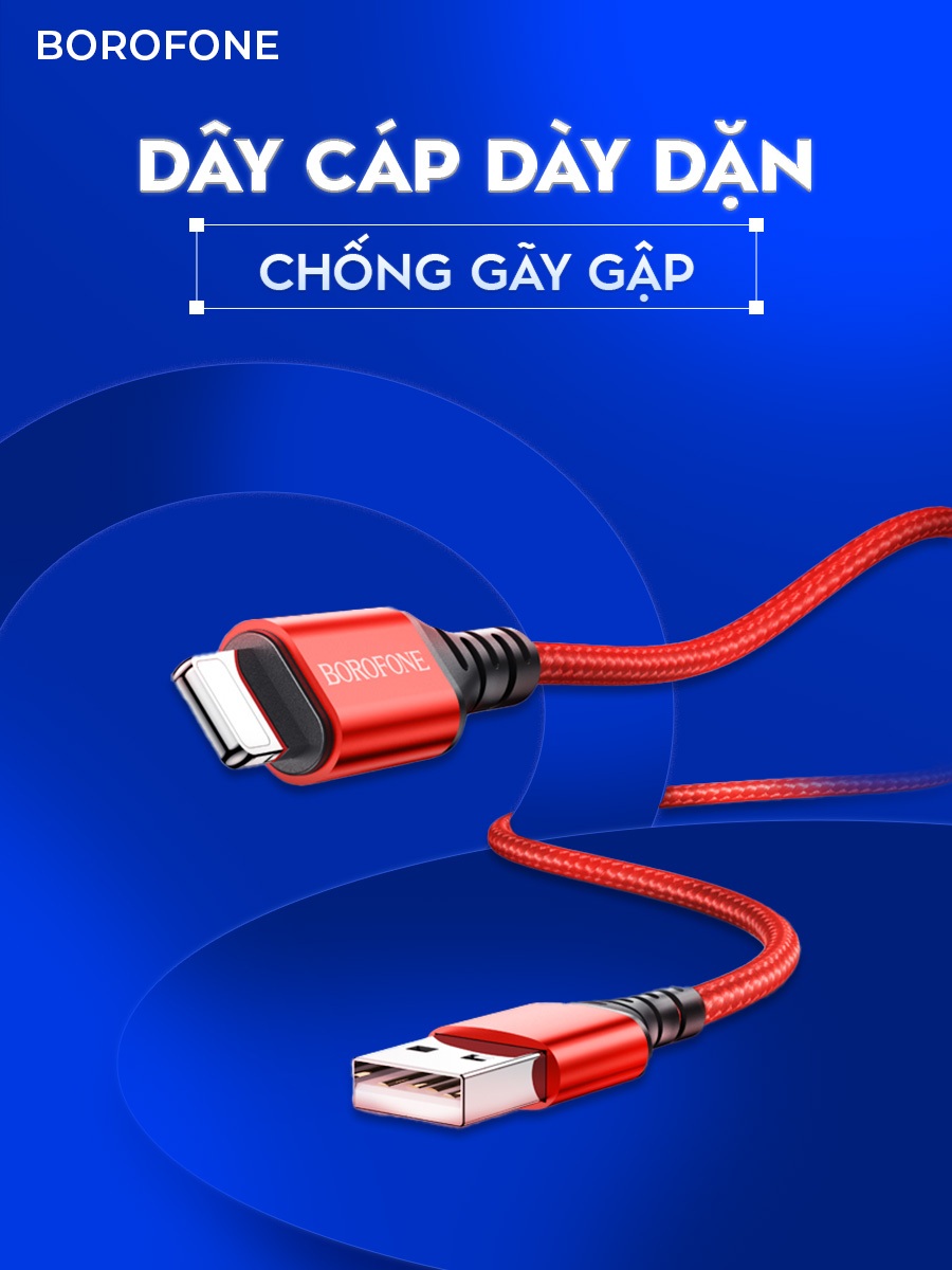 Ảnh Dây sạc iphone Borofone BX54, Dây cáp sạc bọc dù chống đứt gãy 2.4A dài 1 mét cho iphone/android 2