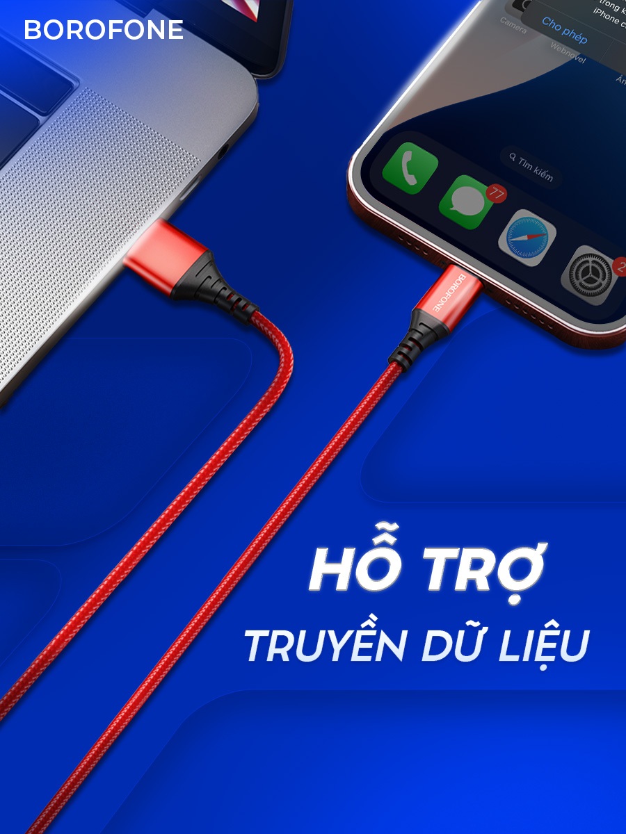 Ảnh Dây sạc iphone Borofone BX54, Dây cáp sạc bọc dù chống đứt gãy 2.4A dài 1 mét cho iphone/android 3