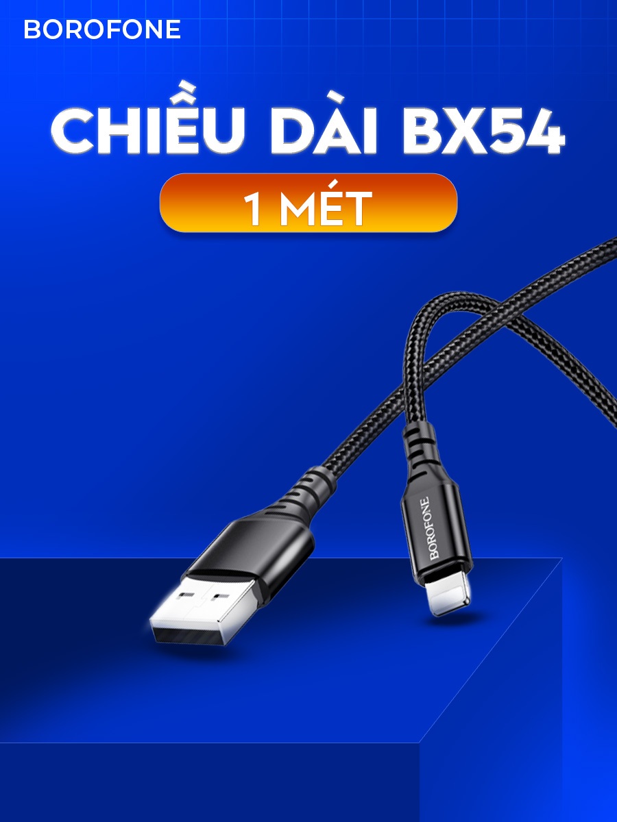 Ảnh Dây sạc iphone Borofone BX54, Dây cáp sạc bọc dù chống đứt gãy 2.4A dài 1 mét cho iphone/android 4