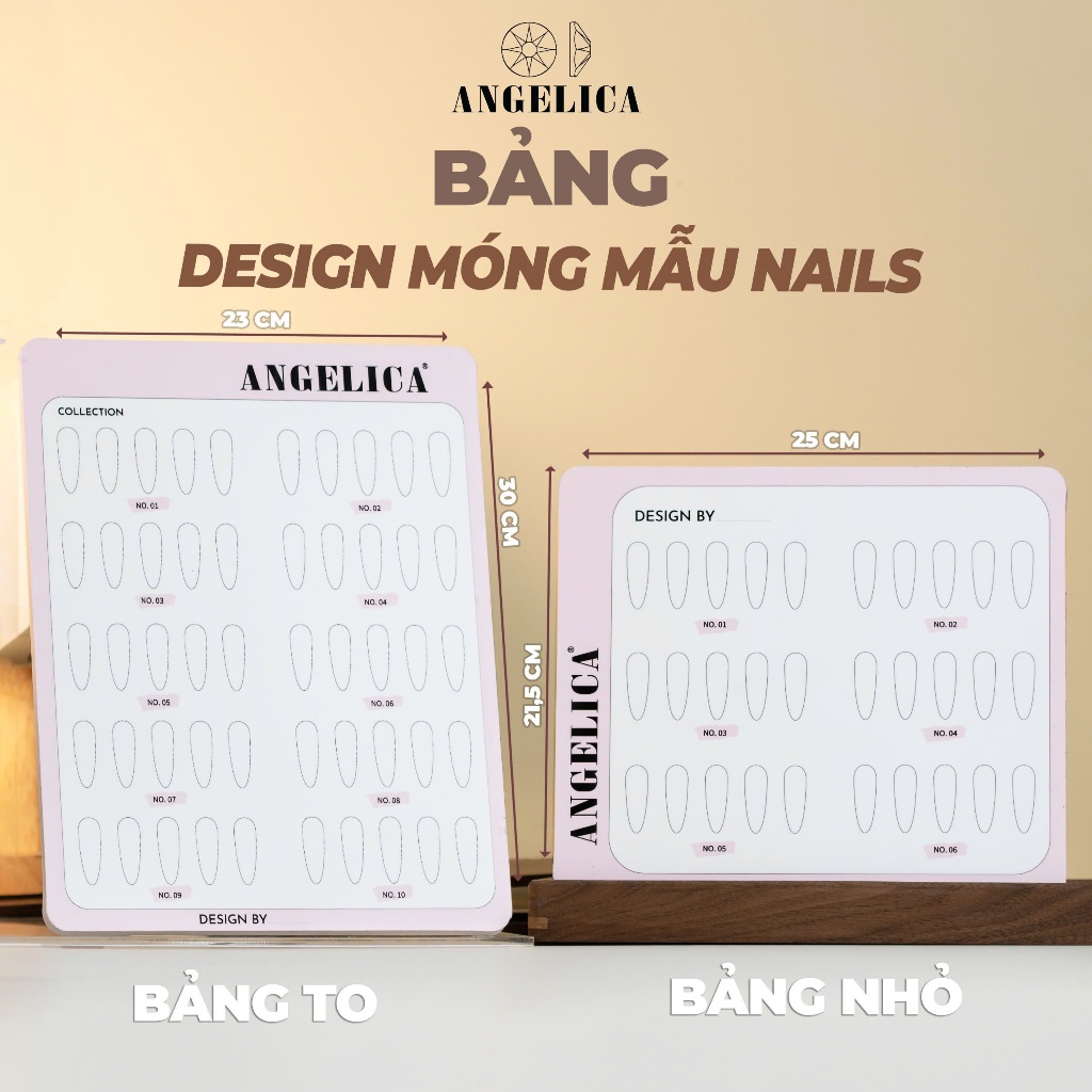 Bảng Desigin Mẫu Móng Đính Đá Trưng Tiệm Có Kèm Chân Đỡ Angelica