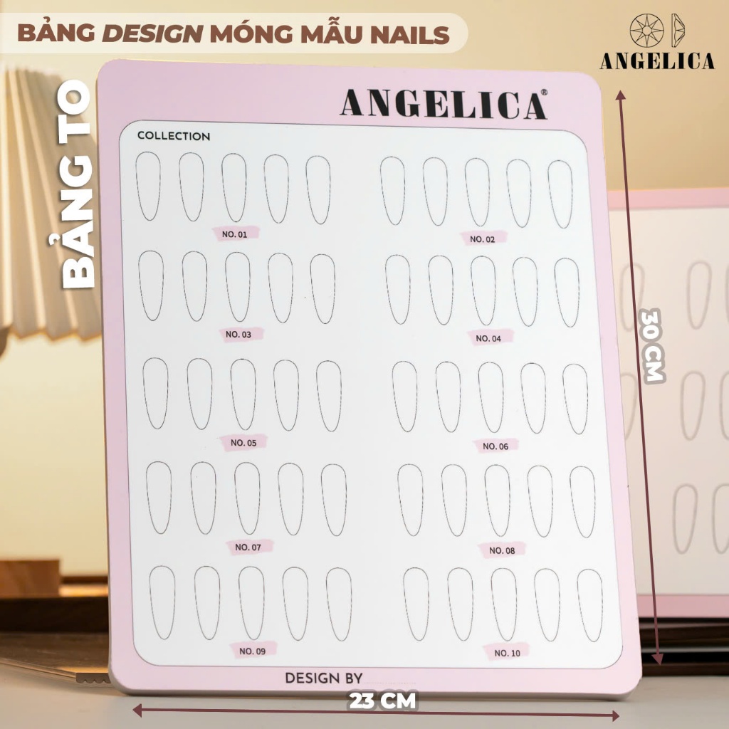 Bảng Desigin Mẫu Móng Đính Đá Trưng Tiệm Có Kèm Chân Đỡ Angelica