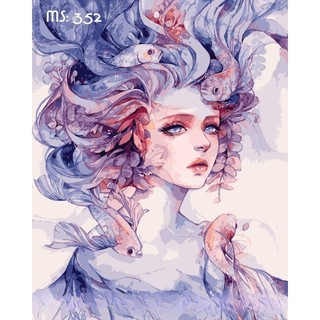 Tranh tô màu số hóa Madoca có khung 40x50cm Cô gái đại dương T352