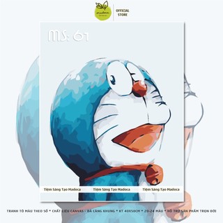 Tranh tô màu số hóa Madoca có khung 40x50cm Doraemon ngước cười T61