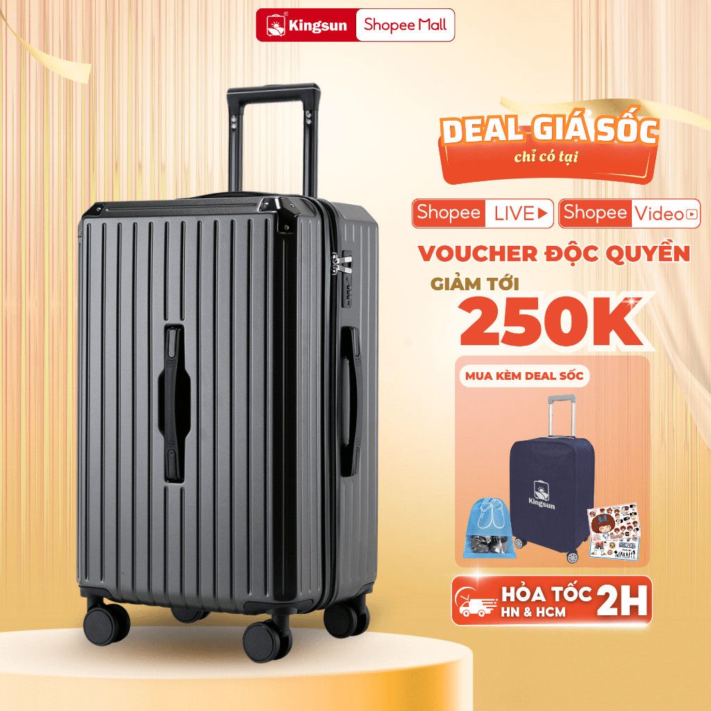Ảnh Vali kéo du lịch Kingsun hình hộp khoá kéo P37 size 29 1