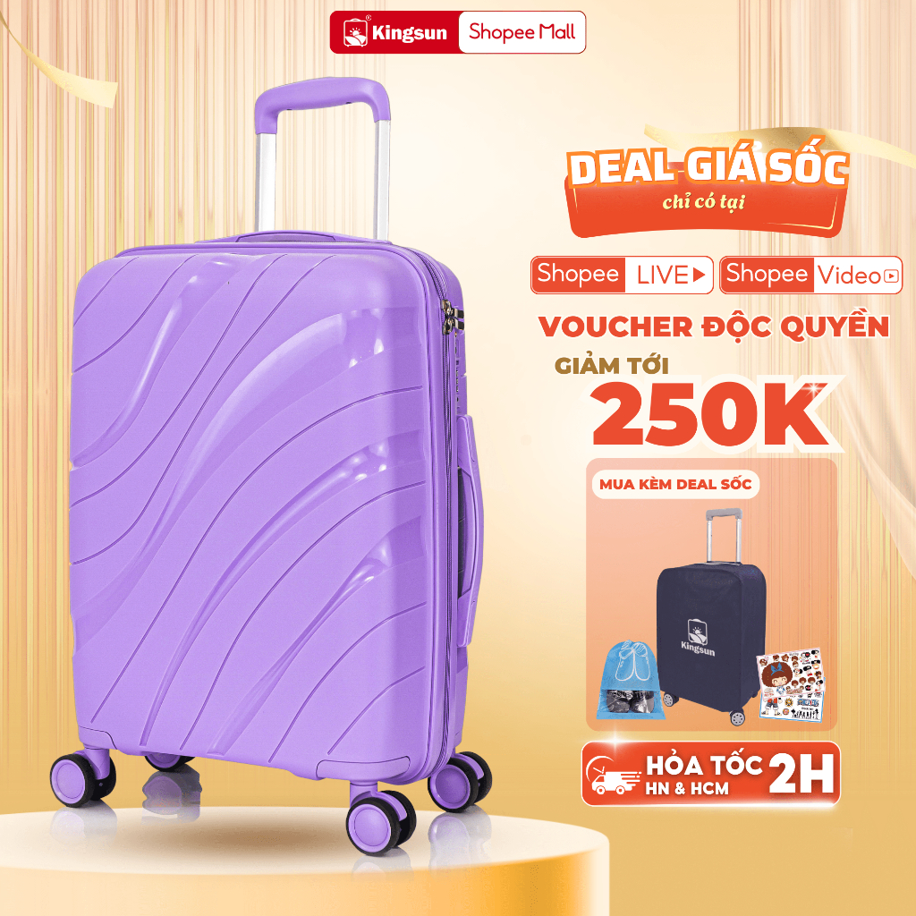 Ảnh Vali Du Lịch Nhựa PP02 Cao Cấp, Vali Kéo Chống Va Đập Size 28, Bảo Hành 5 Năm 1