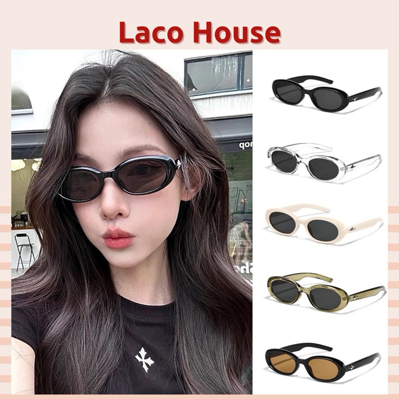 Kính mát gọng oval form vừa đi biển, chống nắng ✨ Kính râm mắt mèo J198
