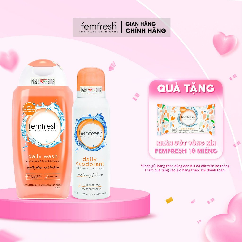 Ảnh Combo Ngăn Ngừa Các Vấn Đề Phụ Khoa, DDVS Femfresh Soothing Wash & Xịt Thơm Mát Femfresh Deodorant Spray 125ml 2