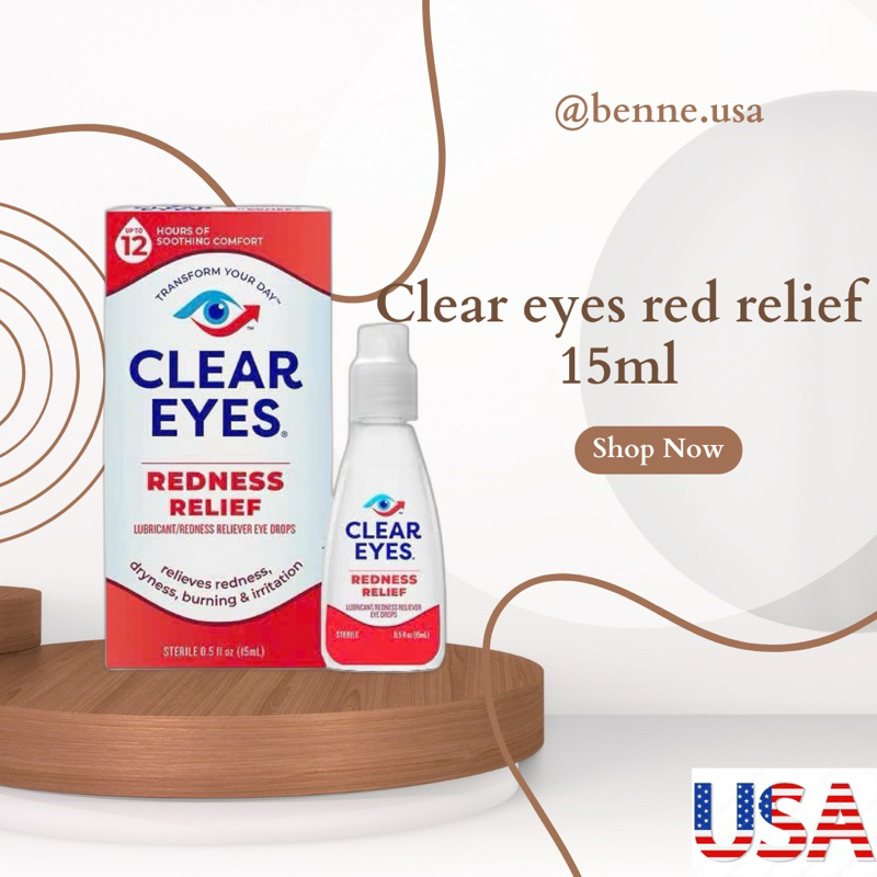 Clear Eyes Redness Relief 15 ML Gouttes Soulage Rougeurs Et - Foto 5