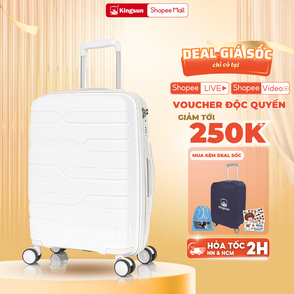 Ảnh Vali Kéo Du Lịch Nhựa PP01 Cao Cấp Kingsun Chống Va Đập Size 20/24, Bảo Hành 5 Năm 1