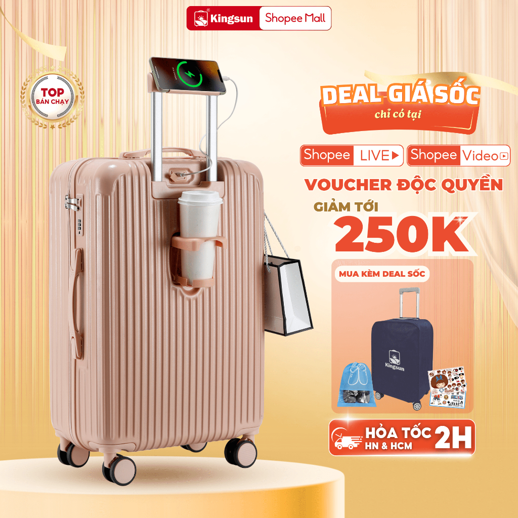 Ảnh Vali kéo du lịch Kingsun KS-155/T01/T08 Size 20/24 Bảo Hành 5 Năm 1