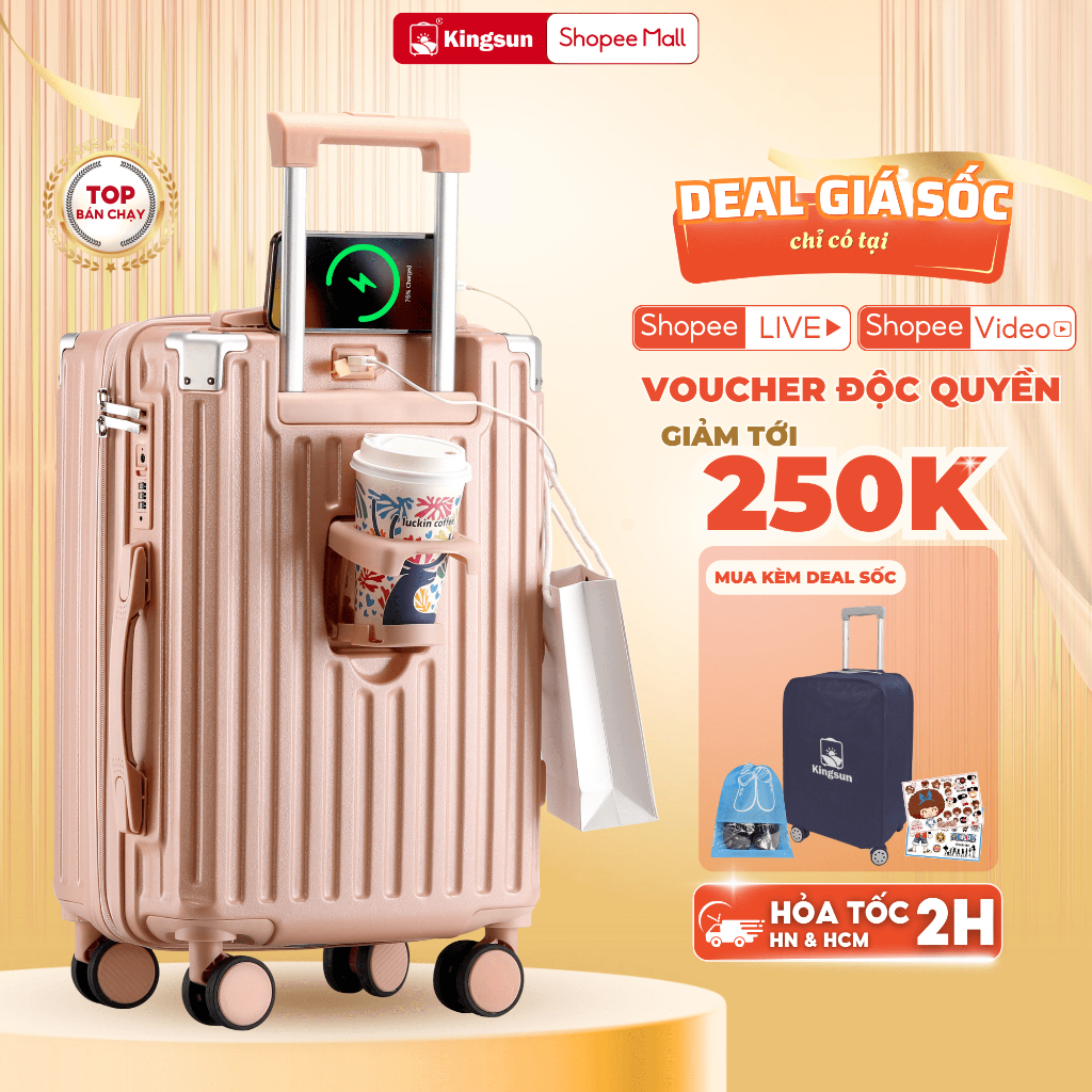 Ảnh Vali kéo du lịch cao cấp Kingsun Size20/24/28inch 219/302 Bảo hành 5 năm 1