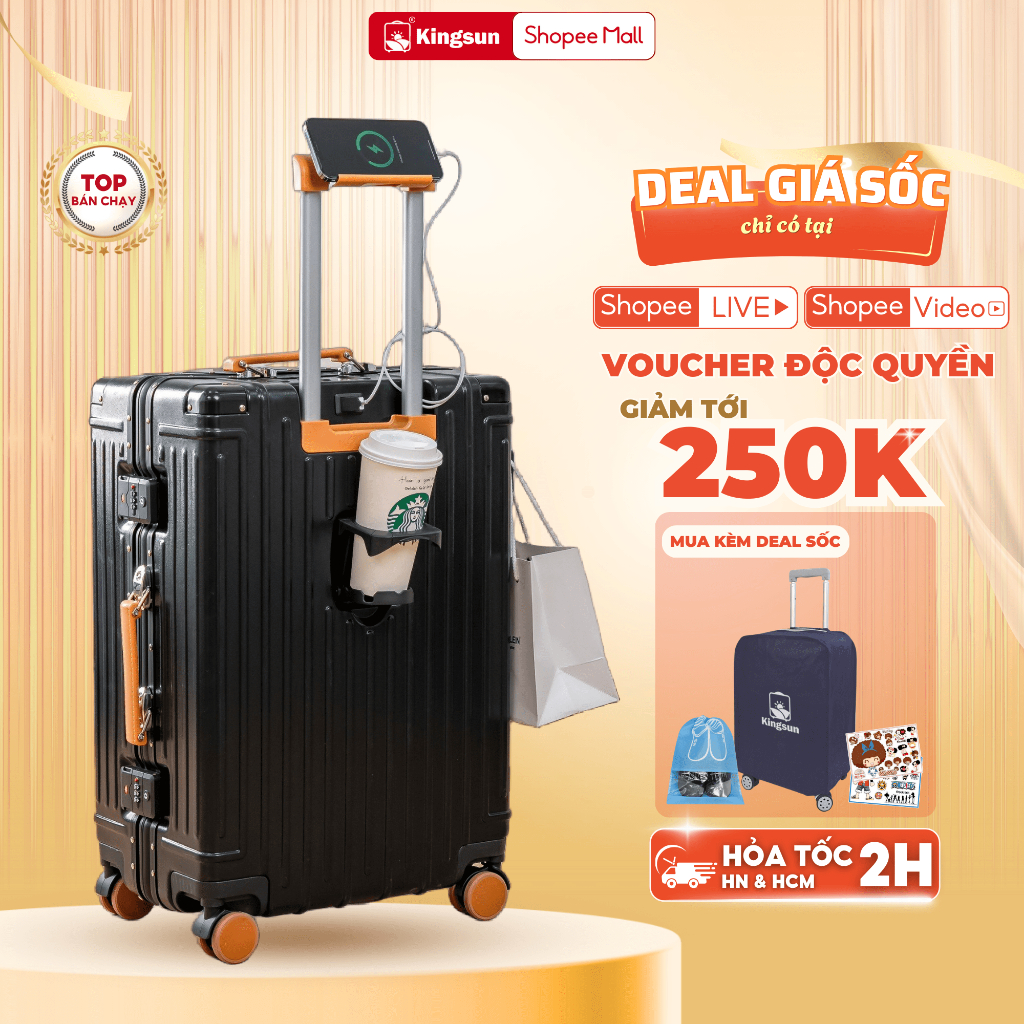 Ảnh Vali Khung Nhôm Kingsun KS-813/051 Size 20/24 Khoá Sập Cao Cấp 1