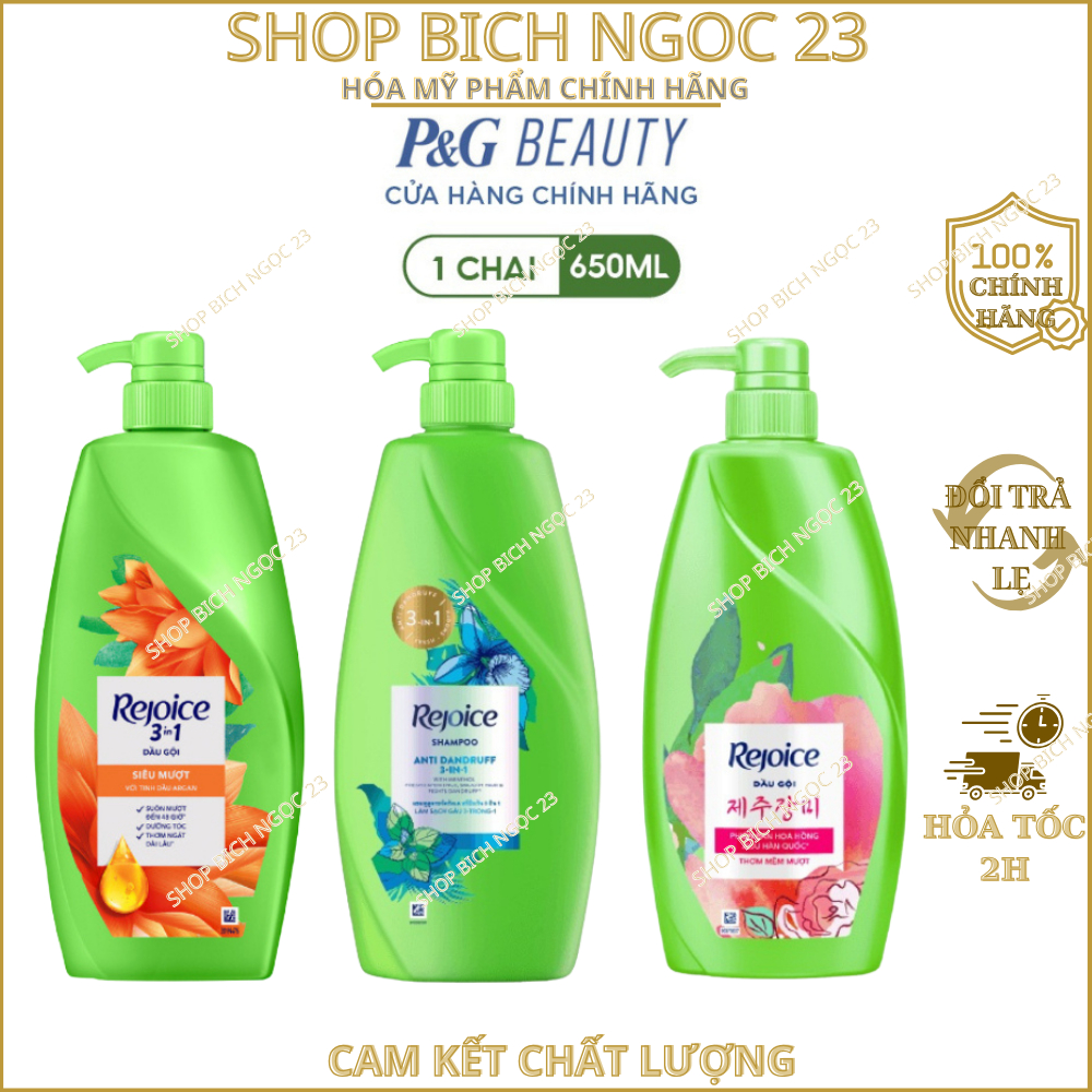 Dầu Gội REJOICE Siêu Mượt / Hoa Hồng Jeju/ Giảm Ngứa Da Đầu Chai 630ML