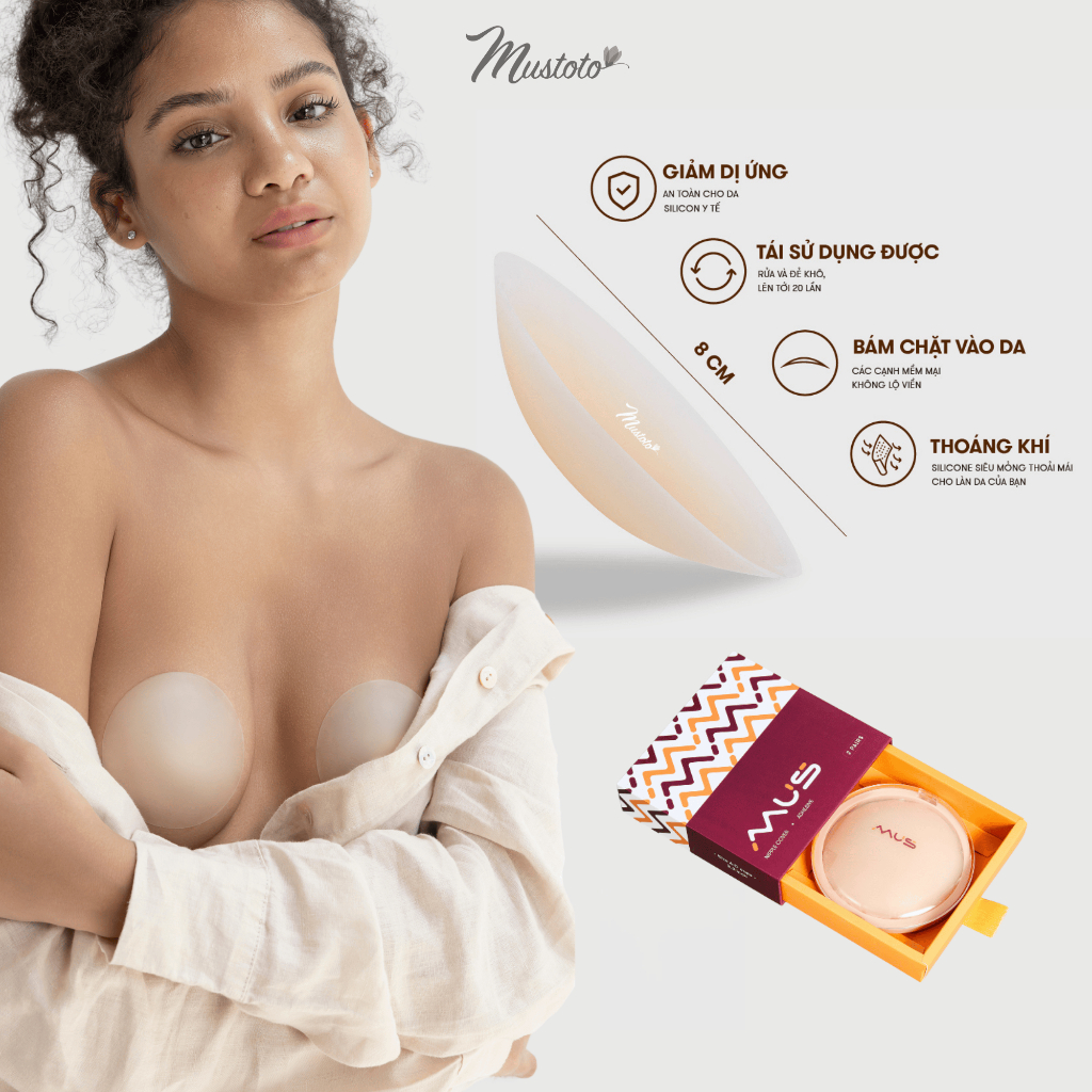 Ảnh Miếng Dán Ngực Mustoto Nhũ Hoa Đầu Ti Mỏng Màu Da Size 8cm (PK26) 1