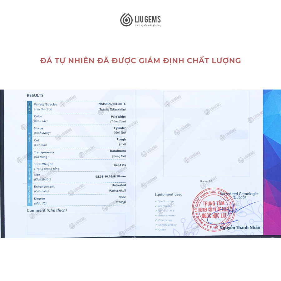Thanh Đá Satin Spar Selenite Liugems Hỗ Trợ Thanh Tẩy Năng Lượng Đá Phong Thủy Tự Nhiên PK05