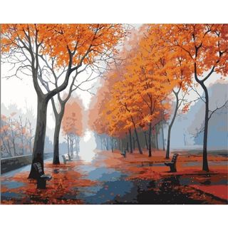 Tranh tô màu số hóa Madoca có khung 40x50cm Đường cây mùa thu T934