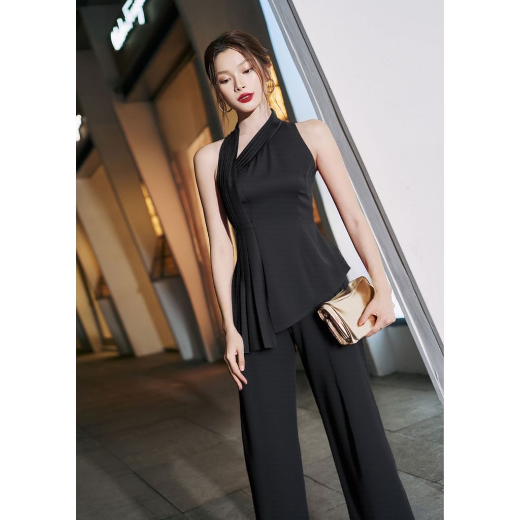Áo peplum nữ lệch vai xếp ly sang trọng, Áo dự tiệc, công sở cao cấp Vella Fashion VA24009 VQ23089
